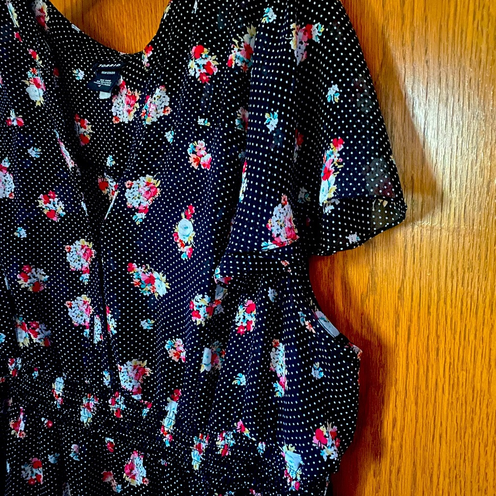 Torrid Black Floral Blouse